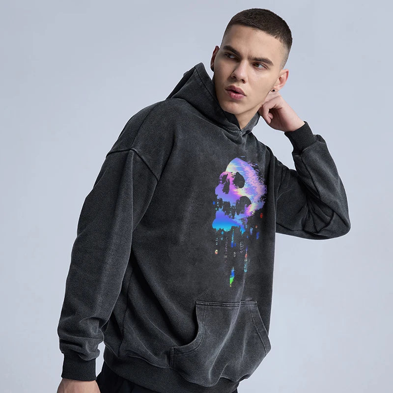 sadcore oversized shirt featuring rainbowtouches washed hoodie vintage oversized men high street skull fashion hip hop unisex hoodies loose mens graphic hoodies
