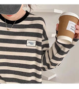 Y2k Vintage print – Design Niche Slit Striped Bottoming Shirt Women Autumn And W