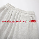 2024 American Heavyweight Vintage Men's Shorts With Letter Print Drawstring Loose Casual High Street High Quality