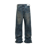 distressed washed blue dirty frayed baggy denim trousers for men and women straight hip hop loose casual jeans oversized denim street jeans