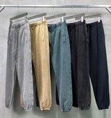 high street dark distressed vintage baggy joggers pants ins versatile drawstring sports pants men washing wax dyeing sweatpants unique joggers style 3187