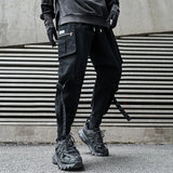 hip hop loose fit elastic waist cargo pants side big pocket ankle pants with belt mens drewstring military sweatpants joggers unique joggers style 4649