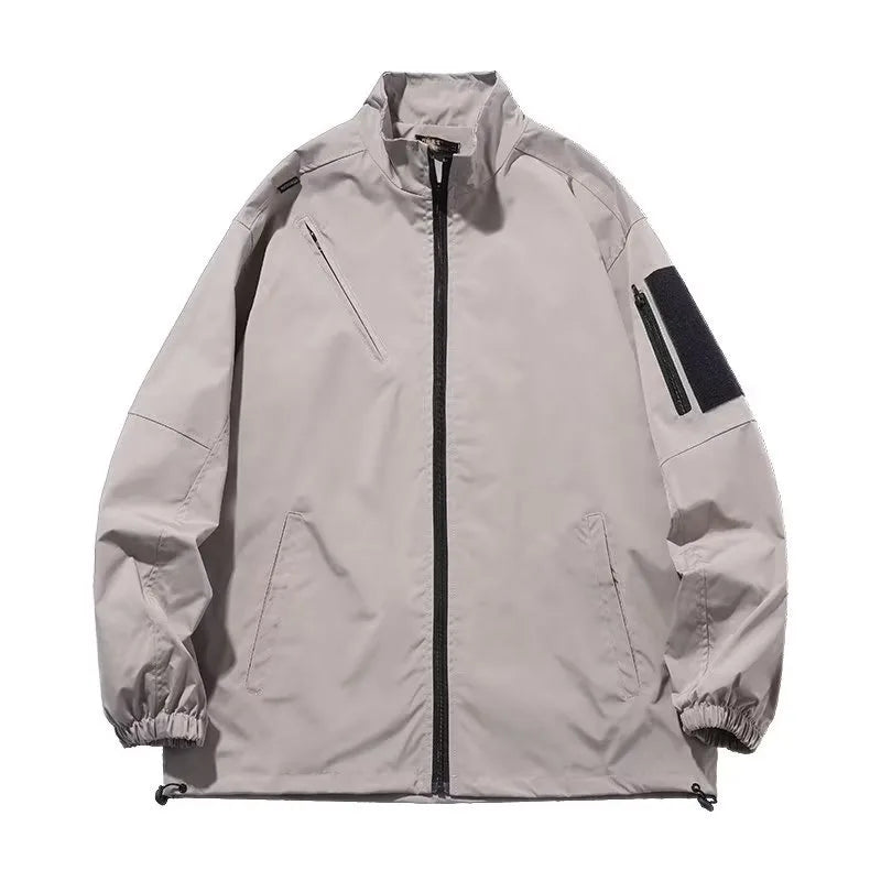 Outdoor Mens Charge Jacket Retro Loose Stand Collar Waterproof Tooling