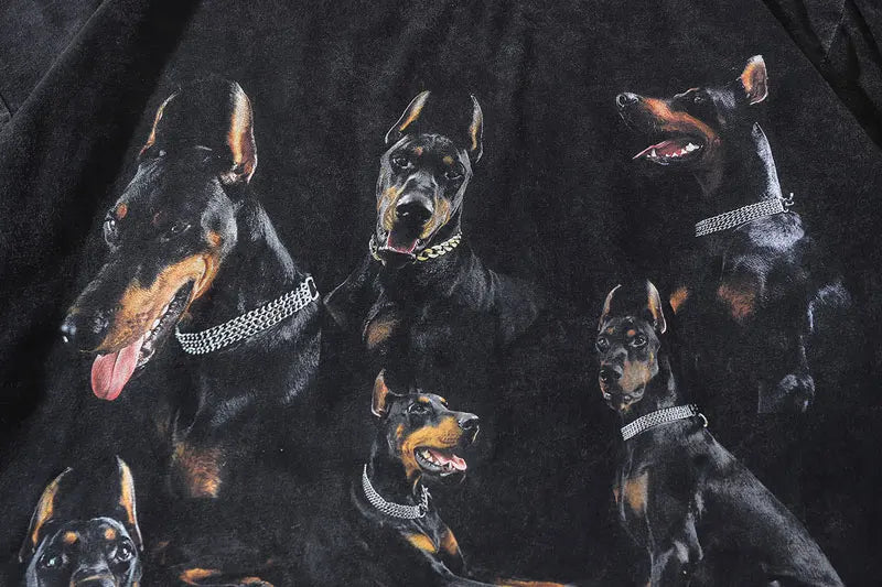 Vaporwave Oversized shirt – Oversize Distressed T Shirts Hip Hop Vintage Doberman Dog Pr