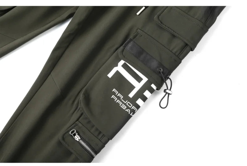 mens cargo pants elastic waist trousers with pockets streetwear hip hop loose fit ankle drawstring military sweatpants joggers unique joggers style 2513