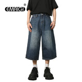 men summer streetwear fashion loose casual wide leg denim calf length jeans pants male vintage jeans baggy hosen pants urban skinny jeans