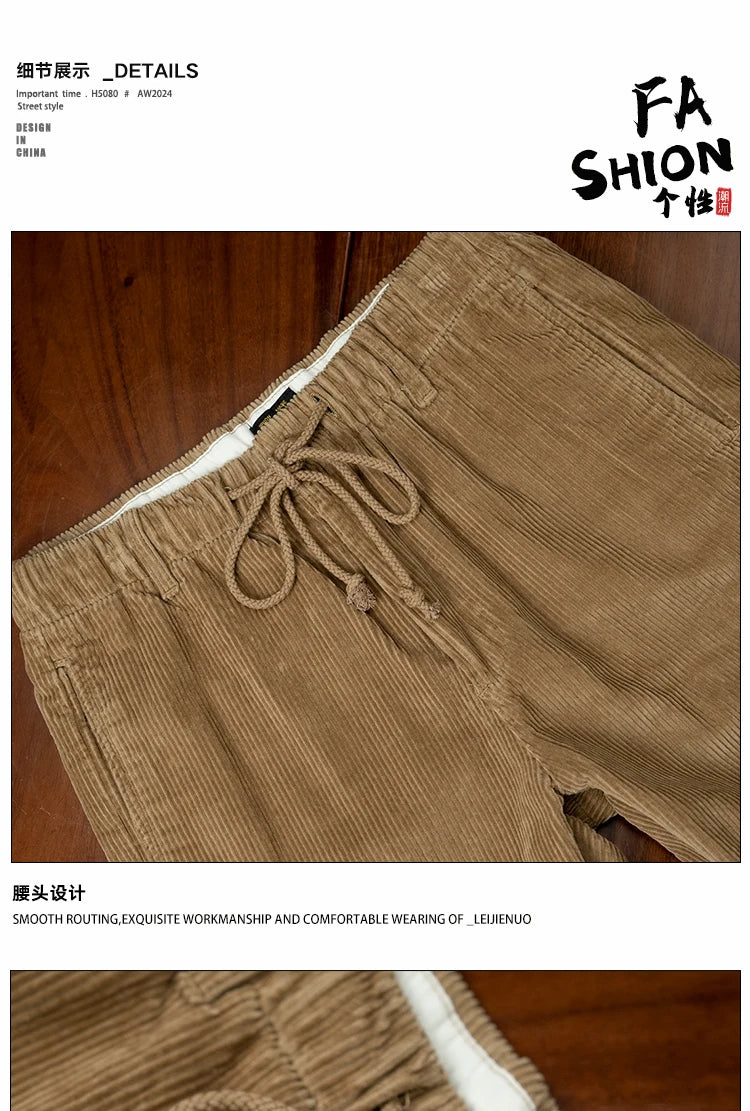 men american retro casual pure cotton corduroy pants japanese streetwear amikaji fashion straight cargo pant trouser unique cargo style 2002