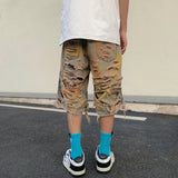 destroy ripped big holes spliced denim jeans shorts hip hop loose short pant harajuku half baggy jeans mens summer casual shorts unique jeans style 2676