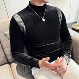 Trapwear Graphic tee – Turtleneck Stretch Slim Fit T Shirt Men Long Sleeve Thicken