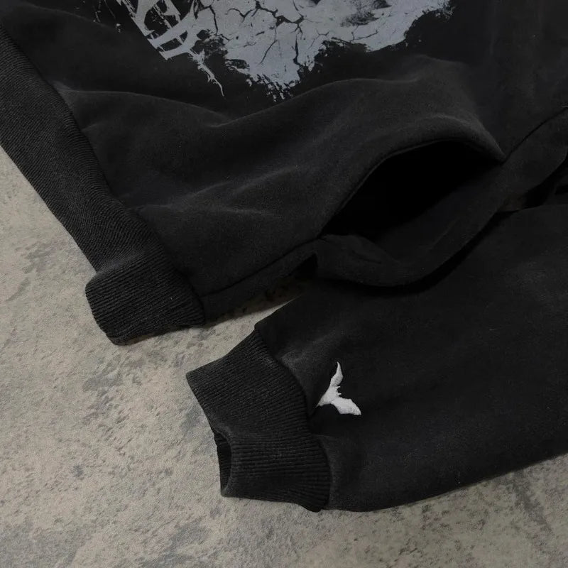 European And American New Dark Style Printed Oversized Hoodie Men Y2K
