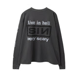 trapwear aesthetic print tee featuring summer retro vintage sin print high street distressed worn cotton casual loose long sleeve t shirt pullover