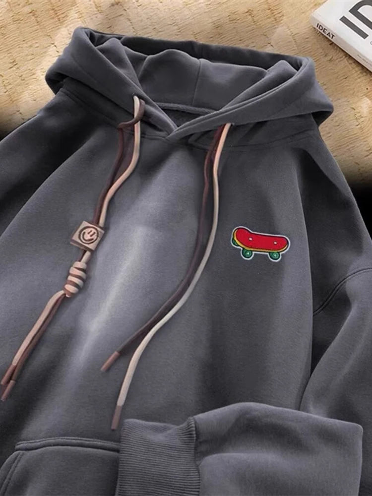 Autumn Kawaii Skateboard Graphic Hoody Mens New In Cotton Fleece Retro