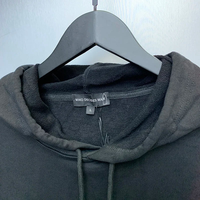 Black Who Decides War Hoodies Chaopai Vintage Heavyweight Men Woman Ov