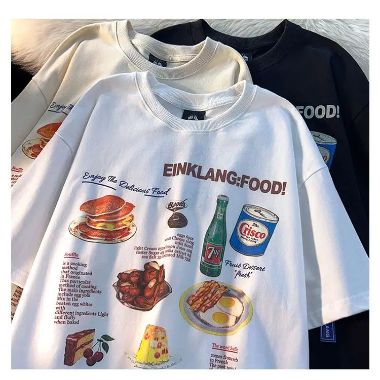 Sadcore Aesthetic print tee – American Retro Cake Food Anime T Shirts Vintage Cartoon Shor