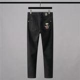 high new 2022 classical vintage morden luxurious embroidered bee crown jeans cotton denim pants comfort casual 28 38 n404 unique jeans style 1247