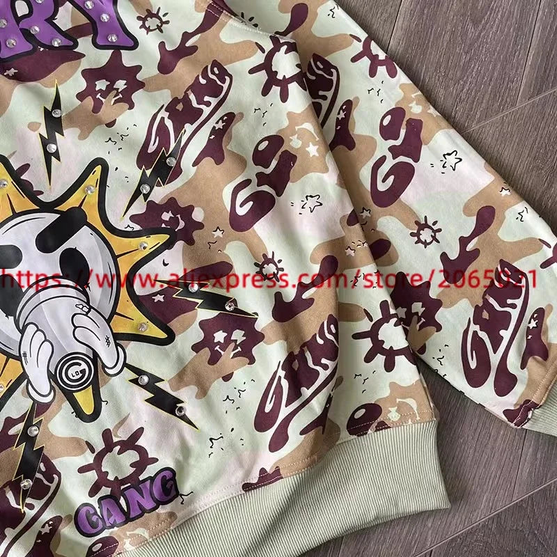 Towel Embroidered Cartoon Camouflage Glo Gang The Glory Full Zip Hoodi