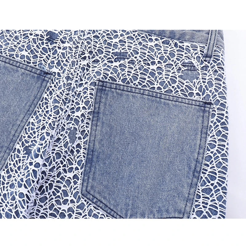 2023 cool design ripped hole mesh gothic blue baggy men jeans pants new fashion straight hip hop denim trousers pantalon homme denim street jeans