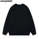 hip hop harajuku dragon pattern knitted sweater unisex o neck pullover streetwear y2k casual loose sweater warm jumper knitwear aesthetic street look hoodie, Y2K vintage urban hoodie, urban wear with bold artwork