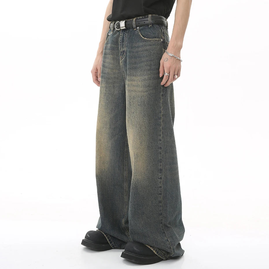 mens vintage blue baggy jeans male black loose straight denim pants y2k casual jeans trousers ripped baggy denim
