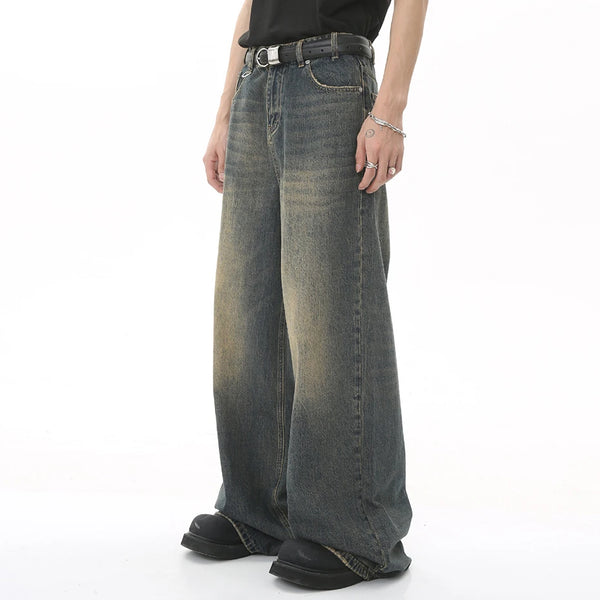 mens vintage blue baggy jeans male black loose straight denim pants y2k casual jeans trousers ripped baggy denim