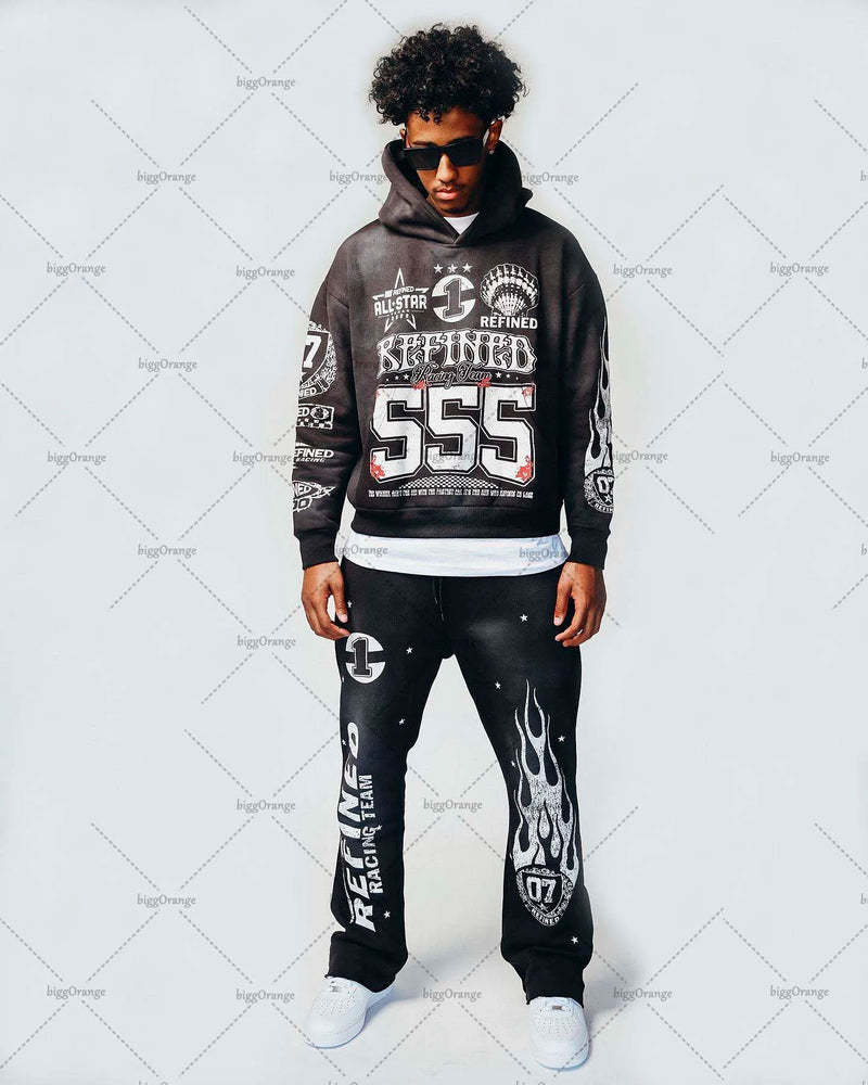 Y2K High Street Clothing Oversized Pullover Sweatshirt Mens 2023 Sprin
