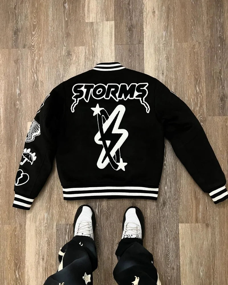 American New Trend Personality Graphics Mao Jinxiu Oversized Jacket Men's Y2K Harajuku Hip-hop