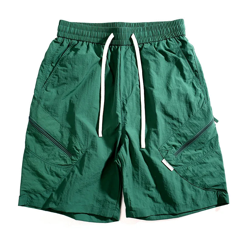 summer quick drying shorts mens loose straight casual sports pants thin breathable solid color zipper pocket cargo pants unique cargo style 952