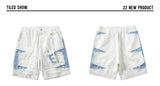 Mens High Street Denim Jean Shorts Casual Loose Destroyed Ripped Holes Loose Shorts Patchwork Hip Hop Streetwear Short Joggers