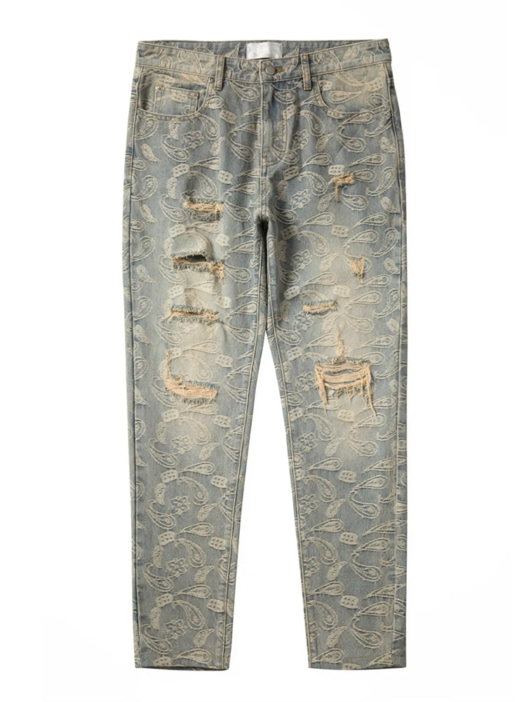 fashion paisy denim jeans mens destoryed holes zipper jeans pants hip hop streetwear new summer casual joggers loose jeans pants unique joggers style 2227