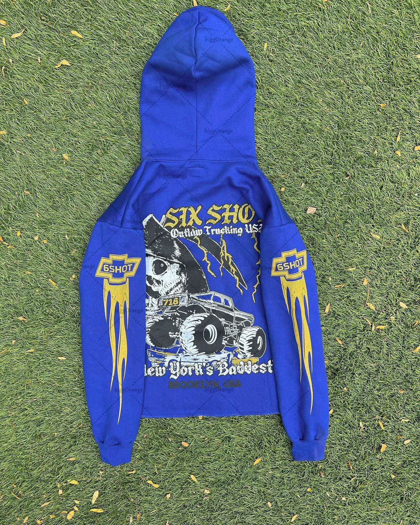 2023 New American Gothic Trend Devil Letter Print Oversized Hoodie Men