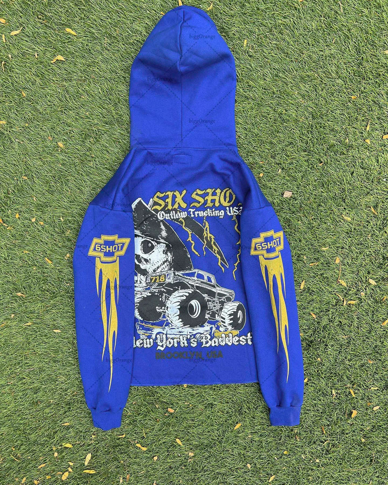 2023 New American Gothic Trend Devil Letter Print Oversized Hoodie Men
