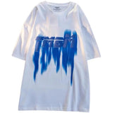 Anime Melting smiley – American Retro Street Lettering Simple Printing Short Sleeve