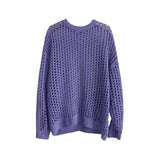 Casual Pullovers Hollow Out Outfits Fishnet Smock Tops Men Fashion Loose Long Sleeve See-though Knit Shirts Y2k Sexy Holes Shirt