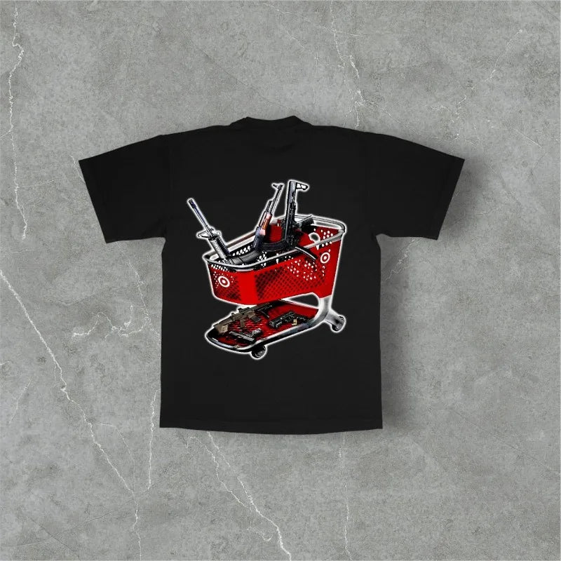 2024 Europe and the United States trend new letter printed short sleeve T-shirt men Y2k casual loose Harajuku vintage shirt tops