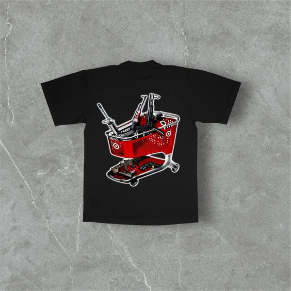2024 Europe and the United States trend new letter printed short sleeve T-shirt men Y2k casual loose Harajuku vintage shirt tops