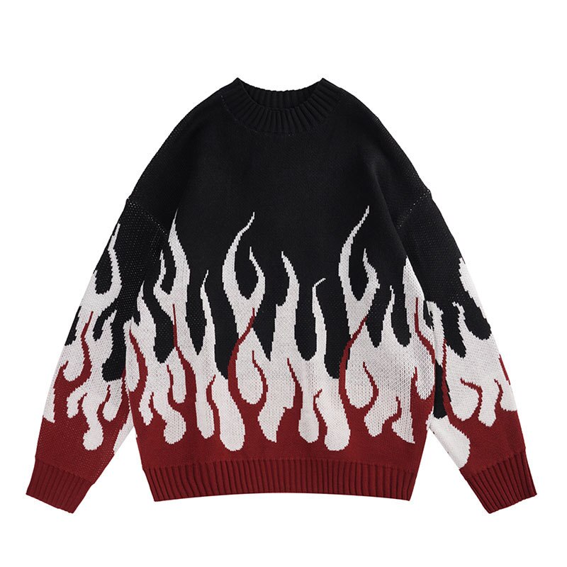 "White Fire" Unisex Men Women Streetwear Graphic Pullover Sweater Daulet Apparel