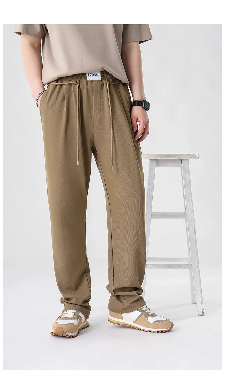 mens pants casual elastic waist drawstring straight trousers streetwear new fashion traf homme pants unique default style 3286