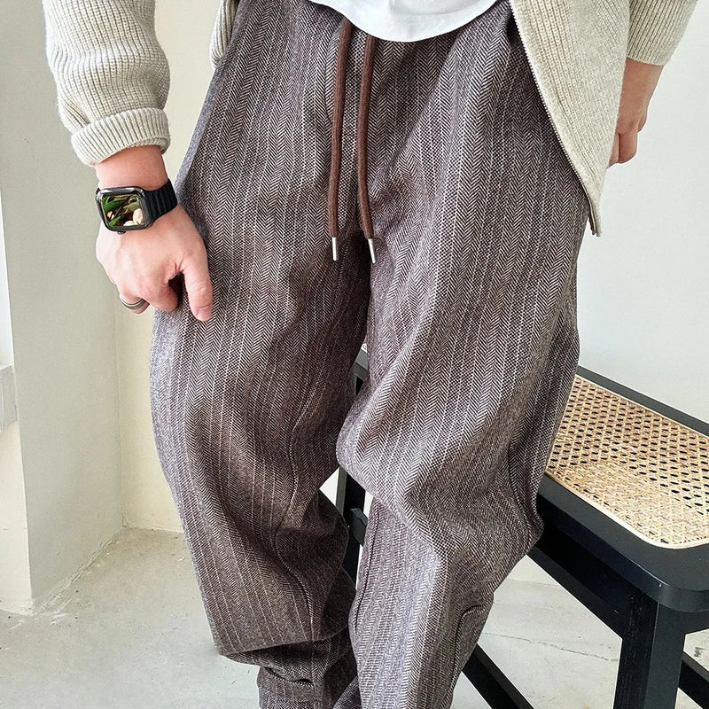 mens pants thick woolen casual pants autumn streetwear fashion personality versatile trend comfort wide leg pants mens clothing unique default style 181