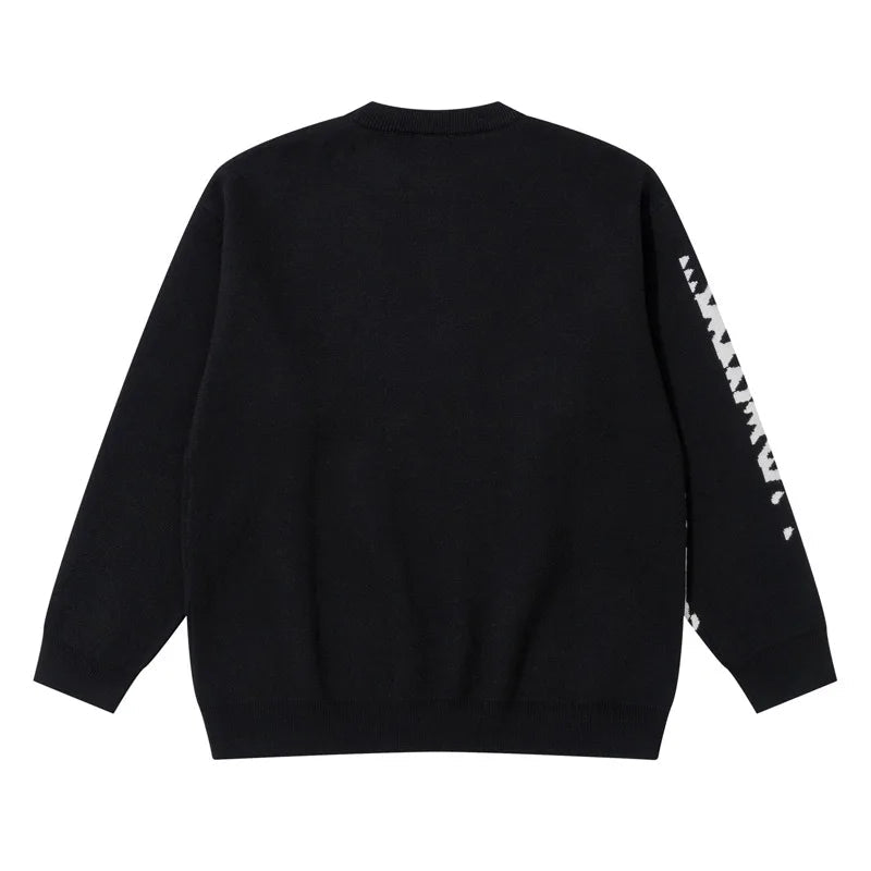mens knitted sweater fashion pixel abstraction human face pullovers casual o neck unisex harajuku streetwear loose knit jumpers - unisex casual winter pullover, anime inspired graphic hoodie, bold artwork streetwear hoodie