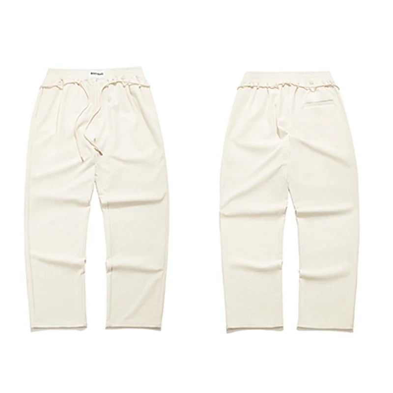 mens pants casual elastic waist drawstring straight trousers streetwear new fashion traf homme pants unique default style 3297