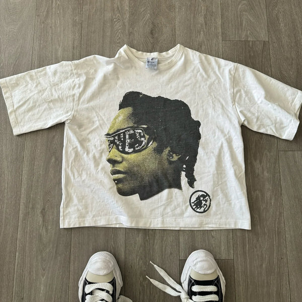 sadcore sketch anime tee with glitchcore noise and pastel flicker