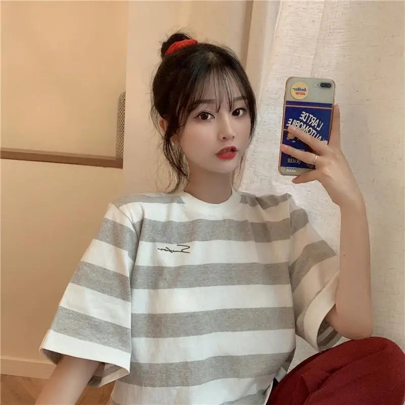 Anime Crying angel – Summer 2024 New Style Striped Salt Short Sleeved T Shirt For