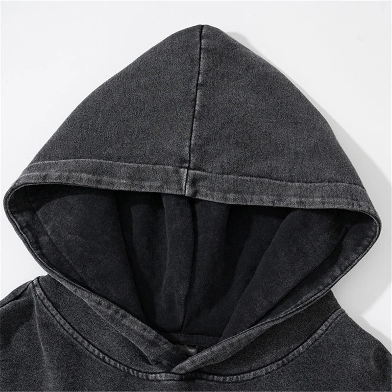 Glitchcore Fashion – Rainbowtouches Washed Hoodie Mens Vintage High Street – Streetwear Fashion for Men & Women