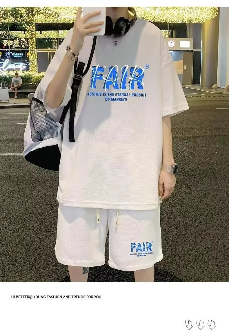 Harajuku Vintage print – Summer Men Tracksuit Korean Cartoon Streetwear Cool Bear Pri