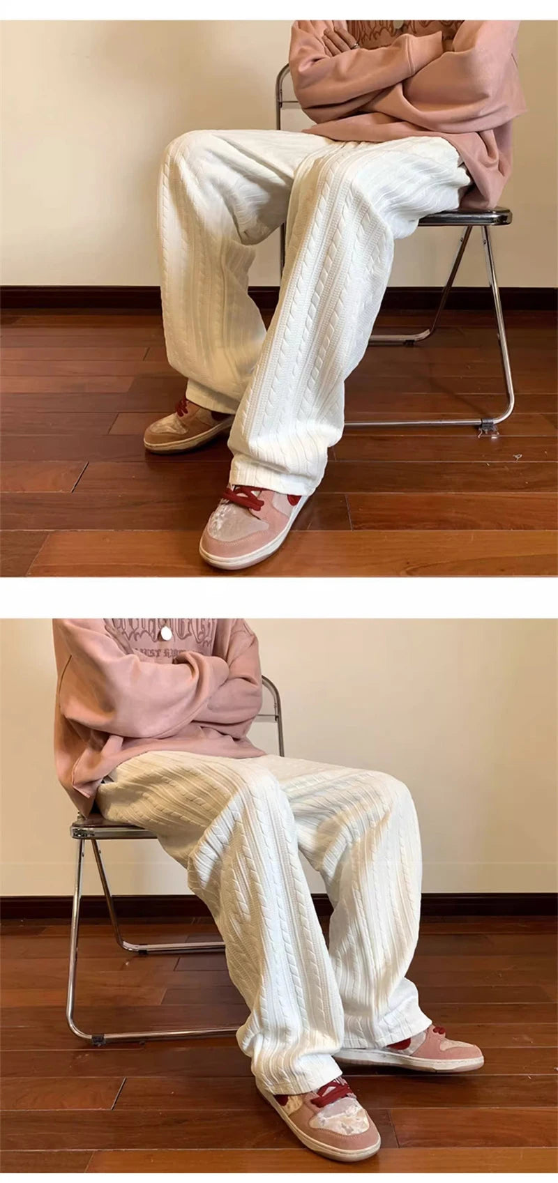 autumn waffle foam striped design pants for men new high street wide leg straight trousers casual y2k vintage pantalones hombre unique default style 116