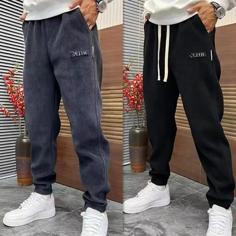 trendy loose fit corduroy harem pants fashionable versatile fleece lined sports ankle pants autumn winter mens casual pants clean everyday pants