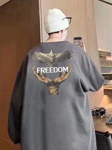 Dove Of Freedom Graphic Printed Men's Crewneck Hoodies Hip Hop Fashion Pullover Sweatshirts Hombre Y2K