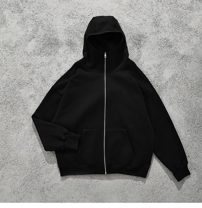 cyberpunk graphic tee featuring streetwear solid color ninja zipper hoodies mens fleece turtleneck cardigan outdoor oversized hoody plus velvet charge coat