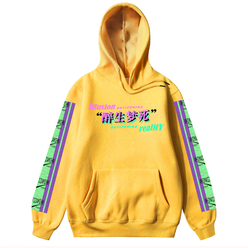 Men Hip Hop Hoodie Sweatshirt Drunk Illusion Chinese Character Hoodie
