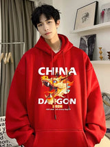 2024 New China Dragon Graphic Hoodies Men Hip Hop Streetwear Hoodie